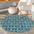 thumbnail image 1 of Unique Loom Matrix Trellis Collection Area Rug - Tile (3' 3" Round Blue/Ivory), 1 of 7