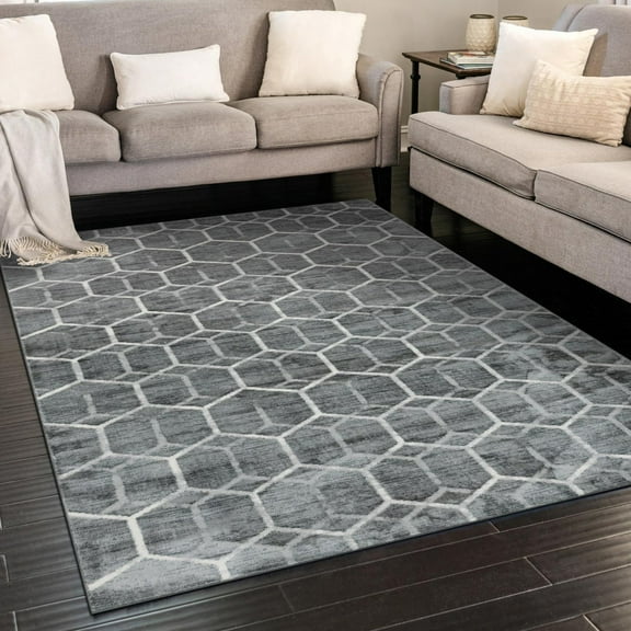 Unique Loom Matrix Trellis Collection Area Rug - Tile (3' 3" x 5' 3" Rectangle Grey/Ivory)