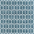 thumbnail image 1 of Unique Loom Matrix Trellis Collection Area Rug - Tile (5' 3" Square Blue/Ivory), 1 of 5