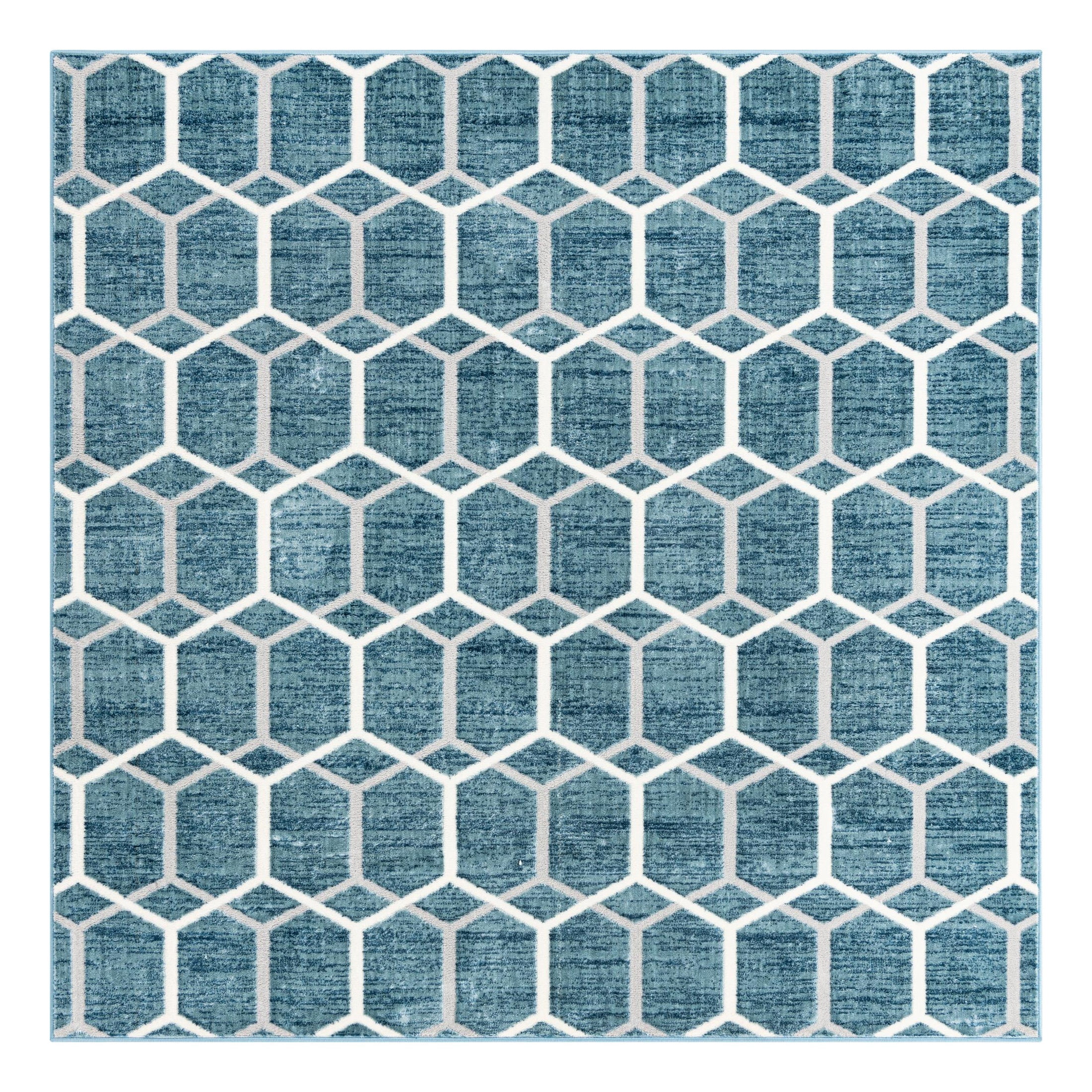 Unique Loom Matrix Trellis Collection Area Rug - Tile (7' Square Blue ...