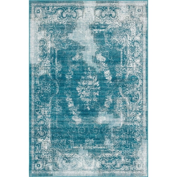 Unique Loom Medallion Aarhus Rug Blue/Gray 6' x 9' Medallion Transitional Perfect For Living Room Bed Room Dining Room Office