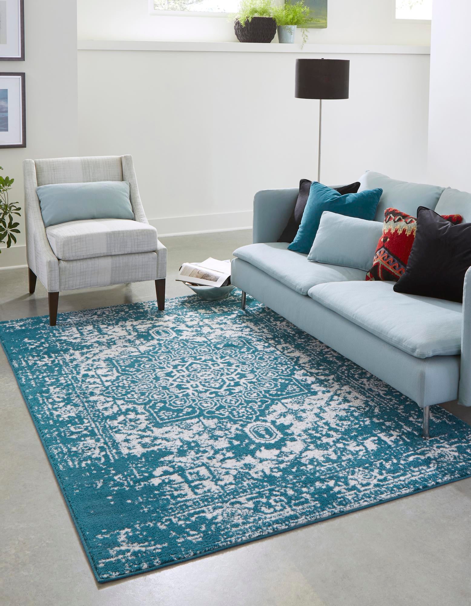 Unique Loom Medallion Richmond Rug , 6' 0" x 9' 0" ,Turquoise