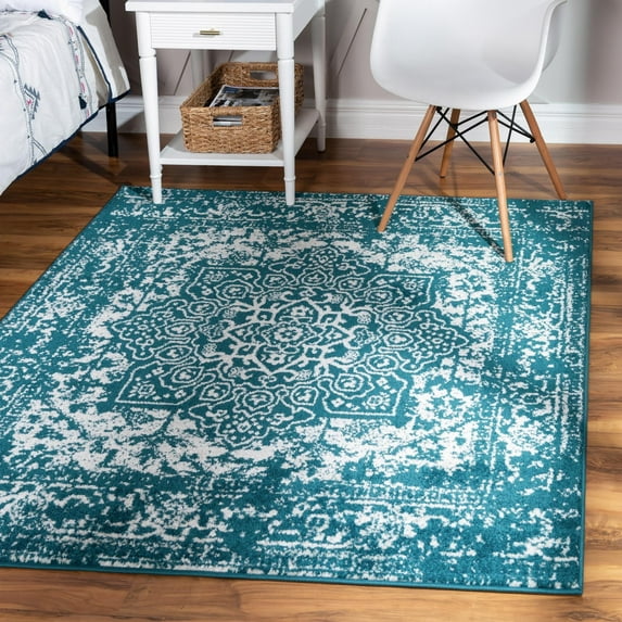 Unique Loom Medallion Richmond Rug , 7' 10" x 7' 10" ,Turquoise