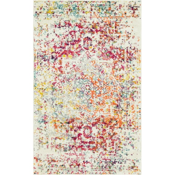Unique Loom Medallion Richmond Rug Light Multi/Black 3' 3" x 5' 3" Rectangle Medallion Traditional Perfect For Living Room Bed Room Dining Room Office