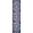 thumbnail image 1 of 2' x 8' Navy Blue and Ivory Medallion Rectangular Area Throw Rug Runner, 1 of 8
