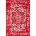 thumbnail image 1 of 4' x 6' Red and Ivory Traditional Medallion Rectangular Area Throw Rug, 1 of 7