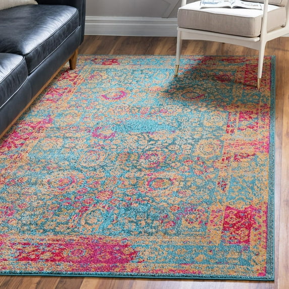 Unique Loom Medici Collection Area Rug - Coranado (5' 1" x 8' Rectangle Blue/Beige)