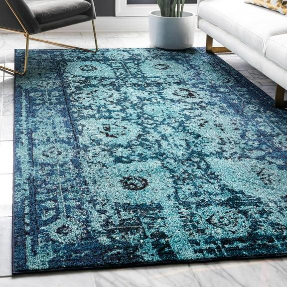 Unique Loom Medici Collection Area Rug - Salamanca (2' 2" x 3' 1" Rectangle Blue/Light Blue)