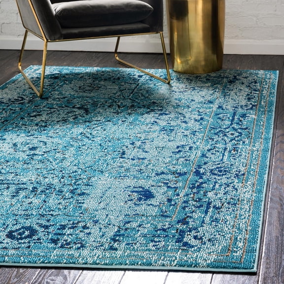 Unique Loom Medici Collection Area Rug - Salamanca (4' 1" x 6' 1" Rectangle Light Blue/Blue)