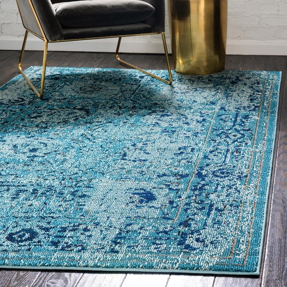 Unique Loom Medici Collection Area Rug - Salamanca (9' x 12' 2" Rectangle Light Blue/Blue)