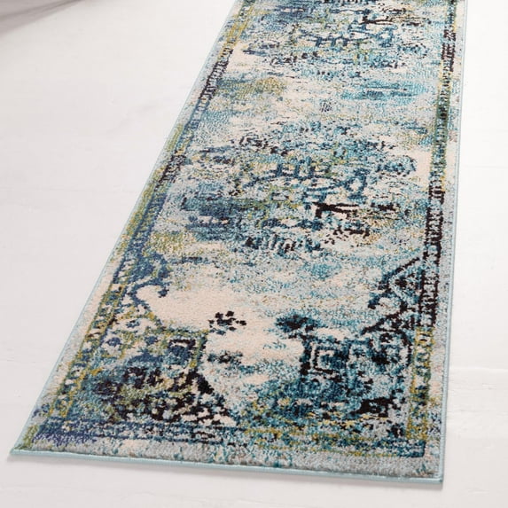 Unique Loom Medici Collection Area Rug - Valencia (2' 7" x 10' Runner Blue/Brown)