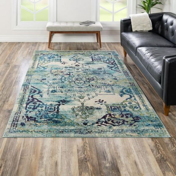 Unique Loom Medici Collection Area Rug - Valencia (3' 3" x 5' 3" Rectangle Blue/Brown)