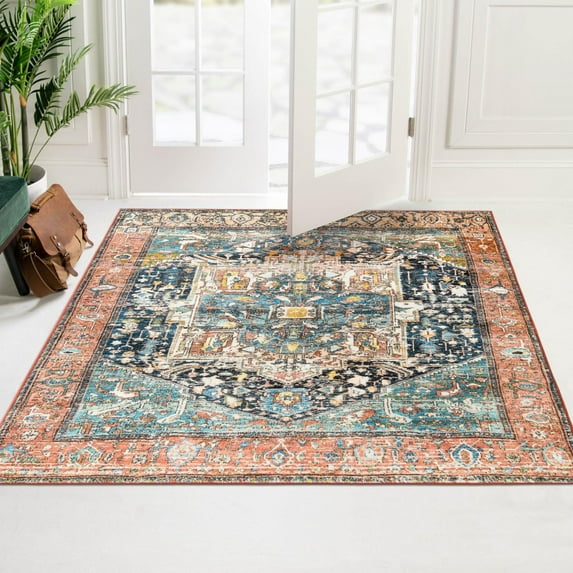 Unique Loom Medina Collection Area Rug - Magnet (3' 3" Square Multi/Beige)