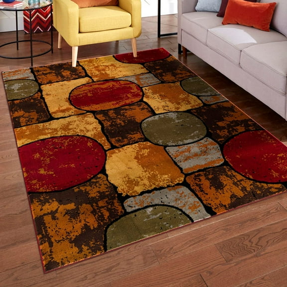 Unique Loom Cafe Collection Area Rug - Melozio (4' x 6' Rectangle Multi/Beige)