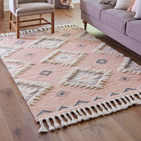 Unique Loom Mesa Collection Area Rug - Papago (4' 1" x 6' 1" Rectangle Pink/Cream)
