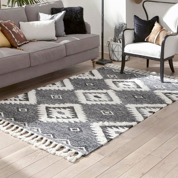 Unique Loom Mesa Collection Area Rug - Papago (5' 1" x 8' Rectangle Charcoal/Gray)