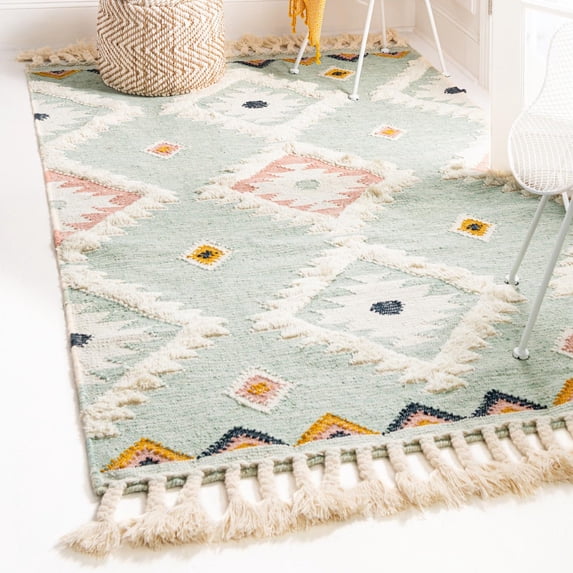 Unique Loom Mesa Collection Area Rug - Papago (8' x 10' Rectangle Light Aqua/Ivory)