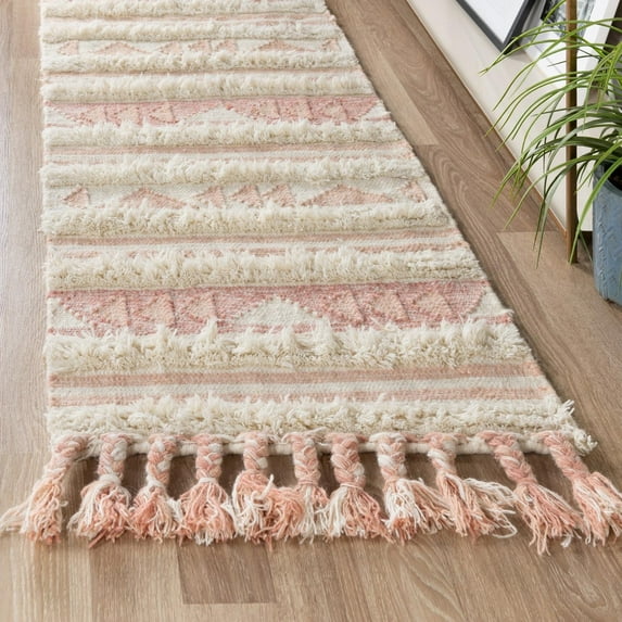Unique Loom Mesa Collection Area Rug - Siphon (2' 2" x 6' 1" Runner Light Pink/Ivory)