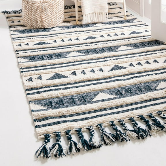 Unique Loom Mesa Collection Area Rug - Siphon (2' x 3' 1" Rectangle Navy Blue/Ivory)