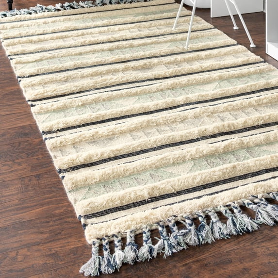Unique Loom Mesa Collection Area Rug - Siphon (4' 1" x 6' 1" Rectangle Aquamarine/Ivory)