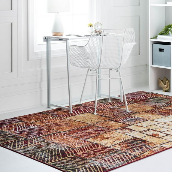 Unique Loom Valencia Collection Area Rug - Mestalla (9' x 12' Rectangle Rust Red/Brown)