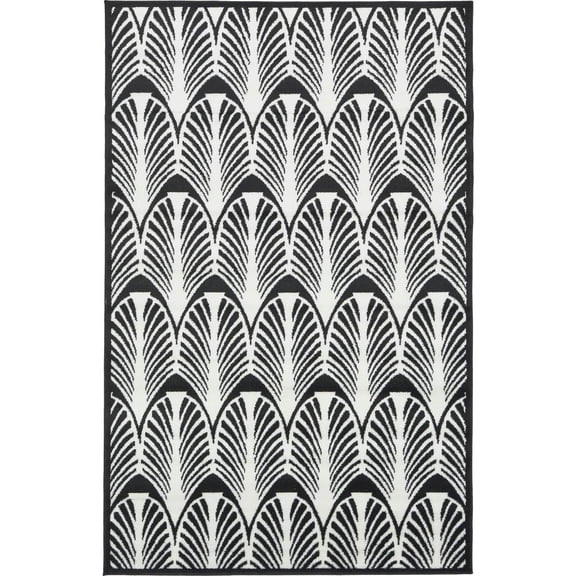 Unique Loom Metro Zebra Rug, Black (5' 0 x 8' 0)