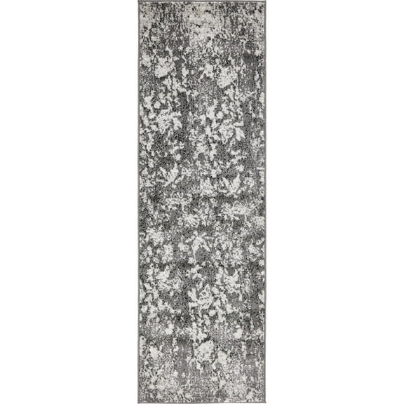 Unique Loom Metro Collection Area Rug - Leaflet (2' x 6' 7" Runner Dark Gray/Beige)