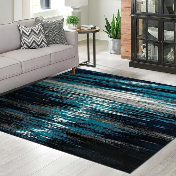 Unique Loom Metro Collection Area Rug - Moonlight (7' 10" Square Navy Blue/Ivory)