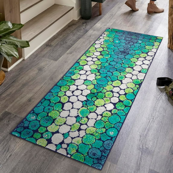 Unique Loom Metro Collection Area Rug - Pebbles (2' x 6' 9" Runner Light Green/Beige)