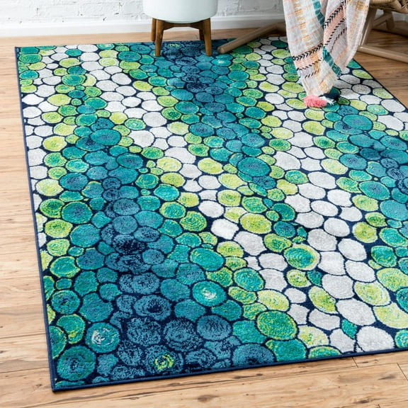 Unique Loom Metro Collection Area Rug - Pebbles (5' 1" x 8' Rectangle Light Green/Beige)