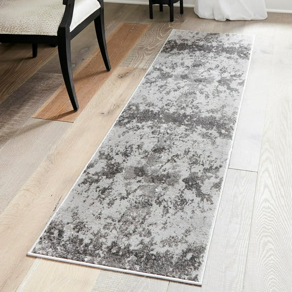 Unique Loom Metro Collection Area Rug - Space (2' x 8' Runner Light Gray/Gray)