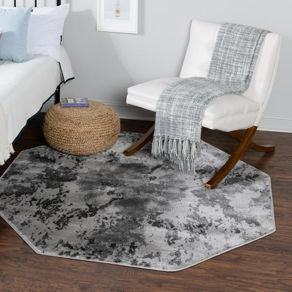 Unique Loom Metro Collection Area Rug - Space (5' Octagon Light Gray/Gray)