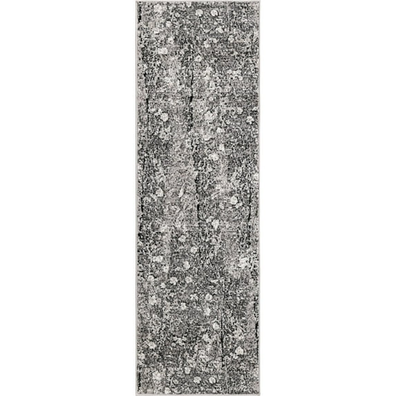 Unique Loom Metro Rug Dark Gray/Beige 2' x 6' 7" Runner Abstract Modern Perfect For Bathroom Hallway Mud Room Laundry Room