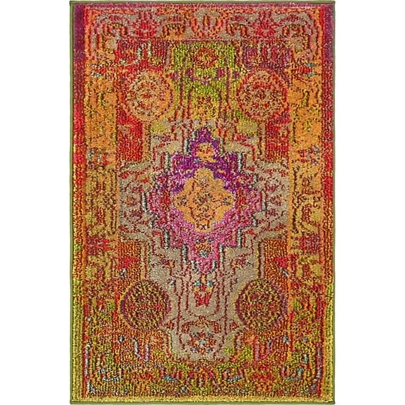 Unique Loom Michaelangelo Vita Rug Multi/Blue 2' 2" x 3' 1" Rectangle Border Bohemian Perfect For Living Room Bed Room Dining Room Office