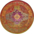 thumbnail image 1 of Unique Loom Michaelangelo Vita Rug Multi/Blue 4' 1" Round Border Bohemian Perfect For Dining Room Entryway Bed Room, 1 of 4