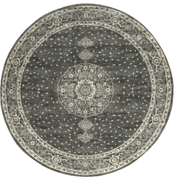 Unique Loom Midnight Bromley Rug Dark Gray/Gray 7' 10" Round Medallion Shabby-Chic Perfect For Dining Room Entryway Bed Room Kids Room