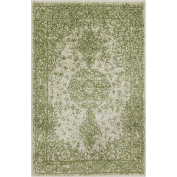 Unique Loom Midnight Bromley Rug Green/Ivory 2' x 3' 1" Rectangle Medallion Shabby-Chic Perfect For Living Room Bed Room Dining Room Office