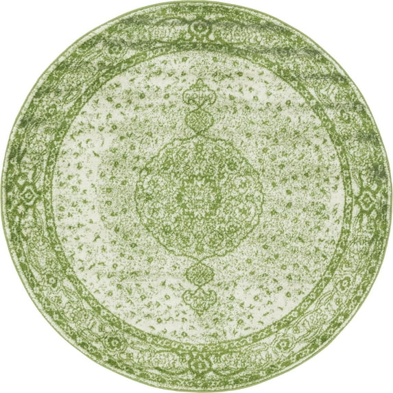 Unique Loom Midnight Bromley Rug Green/Ivory 5' 1" Round Medallion Shabby-Chic Perfect For Dining Room Entryway Bed Room Kids Room