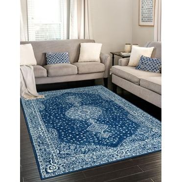 Unique Loom Bromley Collection Area Rug - Midnight (2' x 3' 1" Rectangle Navy Blue/Ivory)