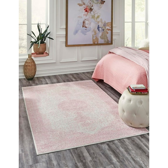 Unique Loom Midnight Bromley Rug Pink/Ivory 9' x 12' Rectangle Medallion Shabby-Chic Perfect For Living Room Bed Room Dining Room Office