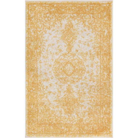Unique Loom Midnight Bromley Rug Yellow/Ivory 2' x 3' 1" Rectangle Medallion Shabby-Chic Perfect For Living Room Bed Room Dining Room Office