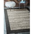 thumbnail image 1 of Unique Loom Milwaukee Indoor/Outdoor Border Rug Beige/Black 4' x 6' Border Transitional Perfect For Patio Deck Garage Entryway, 1 of 6