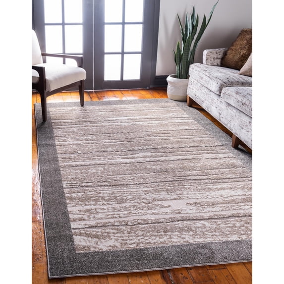 Unique Loom Milwaukee Outdoor Border Rug , 9' 0" x 12' 0" ,Brown