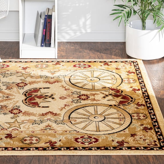 Unique Loom Pioneer Collection Area Rug - Missoula (10' x 14' 1" Rectangle Ivory/Beige)