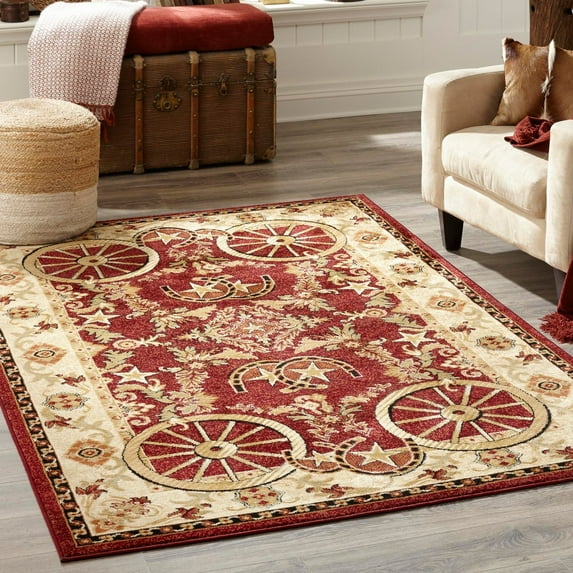 Unique Loom Pioneer Collection Area Rug - Missoula (2' x 3' 1" Rectangle Red/Beige)