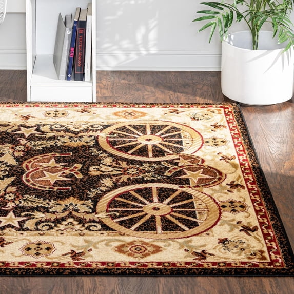Unique Loom Pioneer Collection Area Rug - Missoula (6' 1" x 9' Rectangle Black/Beige)