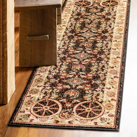 Unique Loom Pioneer Collection Area Rug - Missoula (2' x 8' Runner Black/Beige)