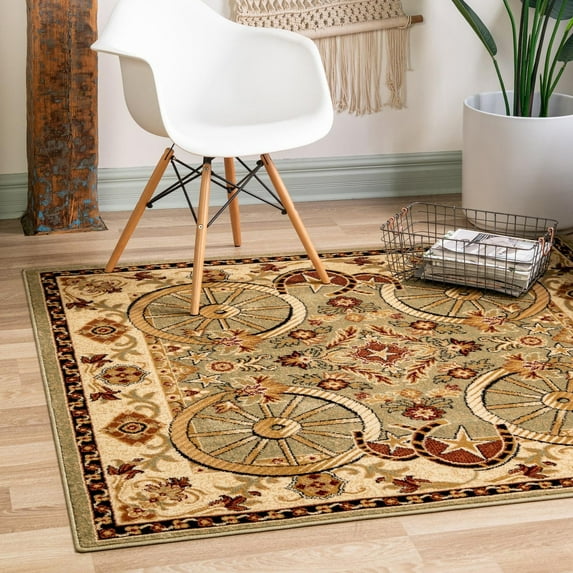 Unique Loom Pioneer Collection Area Rug - Missoula (7' 10" Square Green/Black)