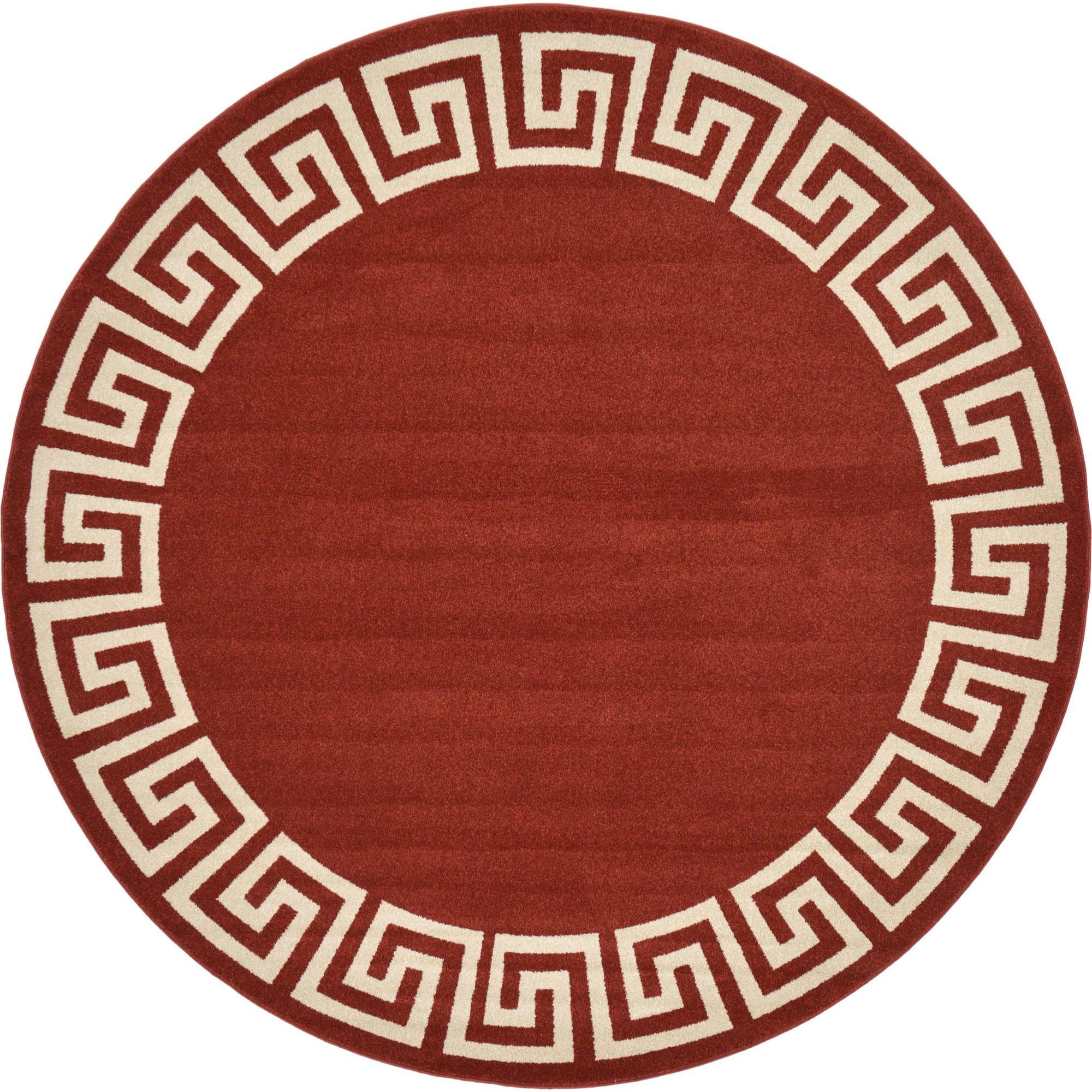 Unique Loom Modern Athens Rug Terracotta/Beige 7' 10" Round Geometric