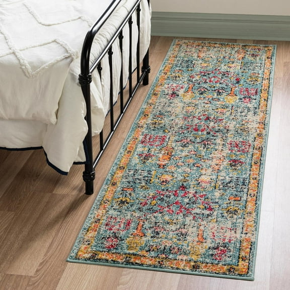 Unique Loom Monterey Collection Area Rug - Adobe (2' x 6' 9" Runner Blue/Beige)